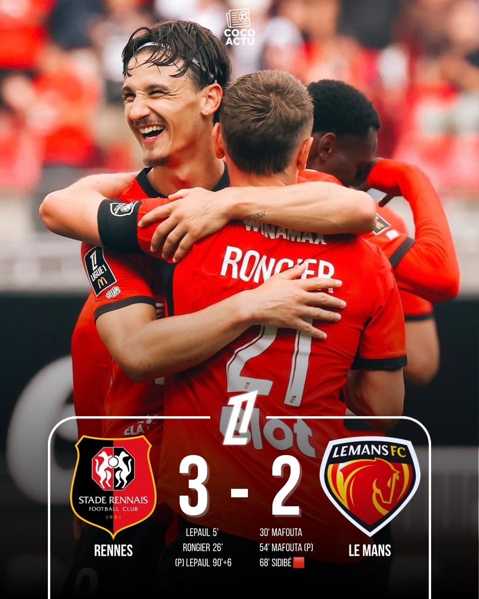 cocoactu_90's tweet photo. 🔴 Rennes bat Le Mans dans un match dingue !

#foot #rennes #lemans #ligue1 #football https://t.co/tNmwyQrusd