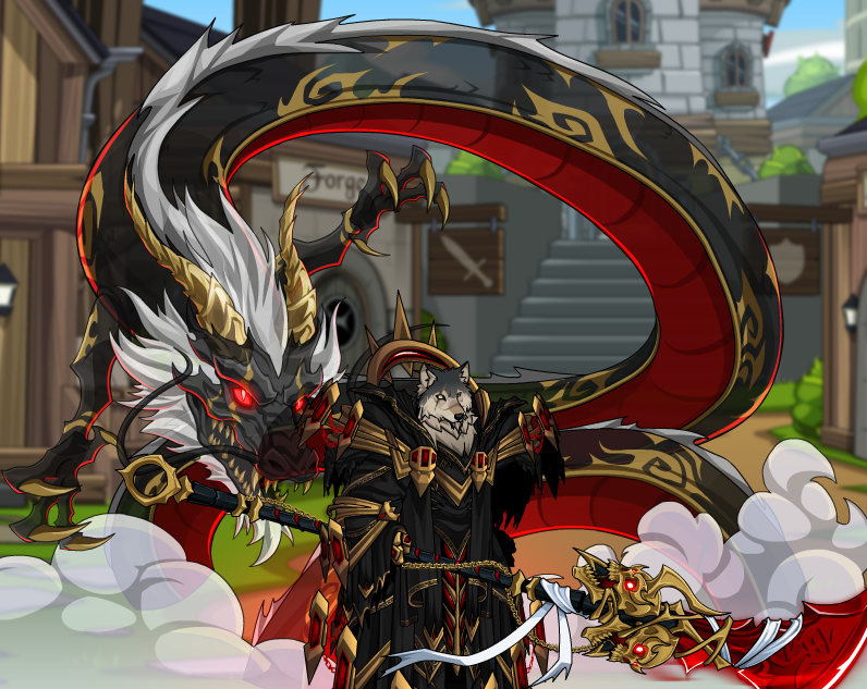 VergilLunar's tweet photo. Hype Golden DragonGate is a BIG dragon. It's a ground, not a cape, so you can add something in the middle I guess. Finally have an excuse to use Executioner of the Gods. Big armor, big cape, big weapon XD #aqw #adventure #quest #worlds #dragon #artix #entertainment https://t.co/Sx5QZjCvcs