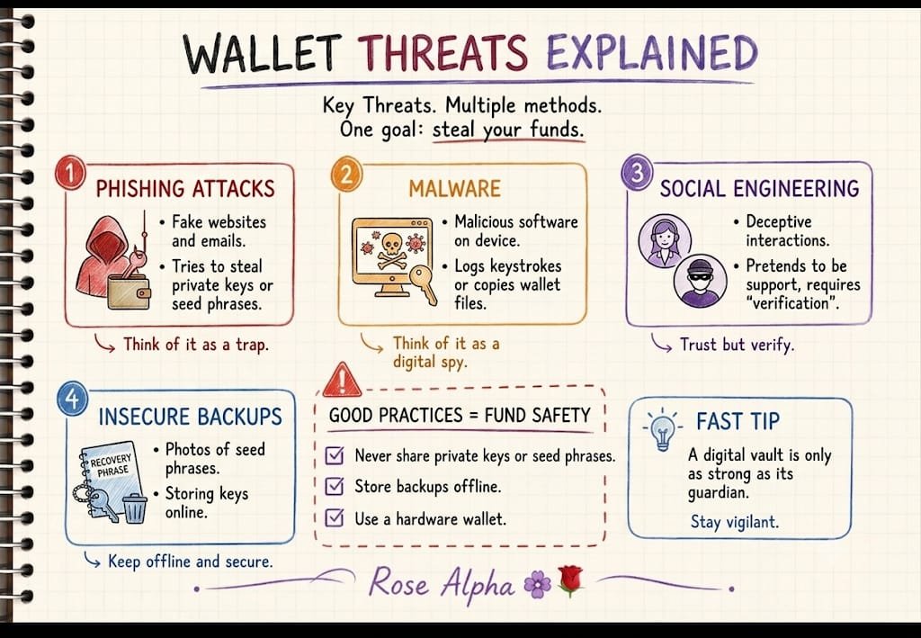 RoseAlph_A's tweet photo. I’m sharing what I learned with @BBAdays229 about the main threats in crypto. 

Some of the most common ones include phishing, fake support accounts, malicious links, and fake airdrops.

#BlockchainBenin #Blockchain #CryptoWallets https://t.co/moggpY78Uo