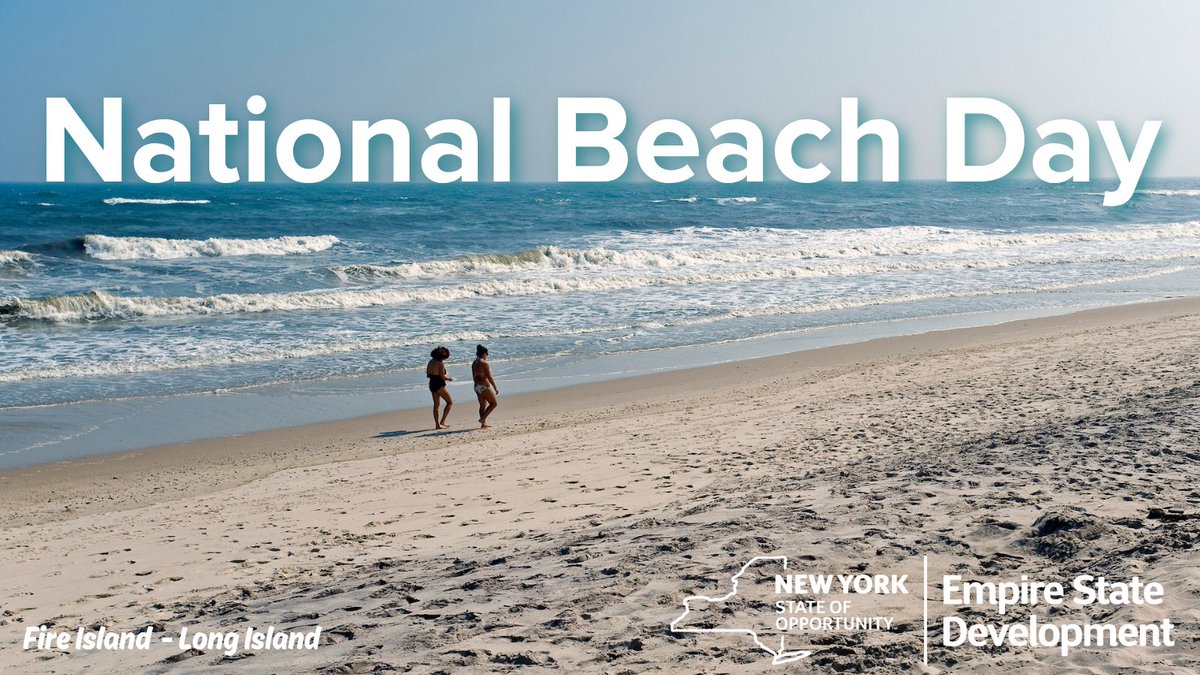 EmpireStateDev's tweet photo. 🏖️ From Long Island’s ocean shores to the beaches of the Great Lakes, New York has plenty of places to make a splash.
This #NationalBeachDay, we’re celebrating the waterfront destinations that draw visitors, support local businesses and strengthen communities statewide. 🌊 https://t.co/KyYM0CpY5K