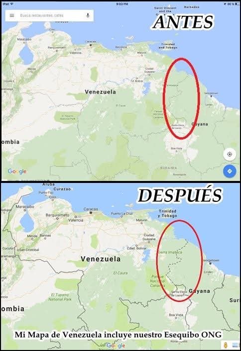 AntroCanal's tweet photo. Las líneas discontinuas o intercaladas en Google Maps representan variaciones geopolíticas en el estatus legal y diplomático de una frontera. Google categoriza sus trazados fronterizos en cuatro tipos principales: #30Ago 

​Tipos de líneas y su significado

​Línea gris continua: Frontera internacional oficial no disputada e idéntica para todos los usuarios globalmente (ej. Estados Unidos y Canadá).  

​Línea gris discontinua (guiones): Frontera en disputa geopolítica donde las partes involucradas no han acordado un límite territorial (ej. Cachemira o Crimea).  

​Línea de puntos gruesa: Frontera provisional o de tratado. Indica límites acordados temporalmente o delimitaciones fijadas de facto sin estatus legal definitivo.  

​Línea de puntos fina: Divisiones administrativas internas de un país, como provincias, estados o departamentos.  

En el caso del territorio de la Guayana Esequiba, Google Maps aplica su política de fronteras disputadas representando el límite occidental reclamado a lo largo del río Esequibo con una línea gris discontinua (guiones) para la mayoría de los usuarios a nivel global. Esta representación discontinua le señala al usuario internacional que la soberanía sobre ese territorio de 159.500 km² se encuentra sujeta a un litigio territorial pendiente y no resuelto.

​El uso de la línea discontinua en Google Maps no es un guiño ni un favoritismo: es el estándar técnico global de la cartografía digital para marcar territorios bajo controversia legal y soberanía no resuelta.

​Quienes afirman que el mapa de Venezuela «ya está definido» o pretenden ridiculizar el reclamo territorial desconocen el funcionamiento básico de la geografía digital contemporánea. La representación cartográfica oficial de plataformas como Google Maps responde a criterios técnicos muy concretos:

​ La línea de guiones grises a lo largo del río Esequibo no es un trazo administrativo interno ni una frontera consolidada; es la categoría que la industria cartográfica asigna exclusivamente a territorios con litigios soberanos abiertos.

 Cartográficamente, una línea discontinua indica que ningún actor posee un título incontestado a nivel global dentro de la plataforma, reflejando la vigencia de la controversia territorial y la invalidez de dar el asunto por cerrado.

​Las plataformas globales adaptan el renderizado de los límites según la jurisdicción y la normativa local de acceso. La visualización de un mapa en la red responde a políticas de localización algorítmica y no a la anulación de un reclamo histórico y legal.

​Descalificar la presencia de la Guayana Esequiba en la cartografía venezolana ignora la propia codificación con la que los gigantes tecnológicos catalogan las zonas en controversia. La línea discontinua en el mapa global es, en sí misma, la prueba técnica de que el estatus del territorio sigue sujeto a resolución.