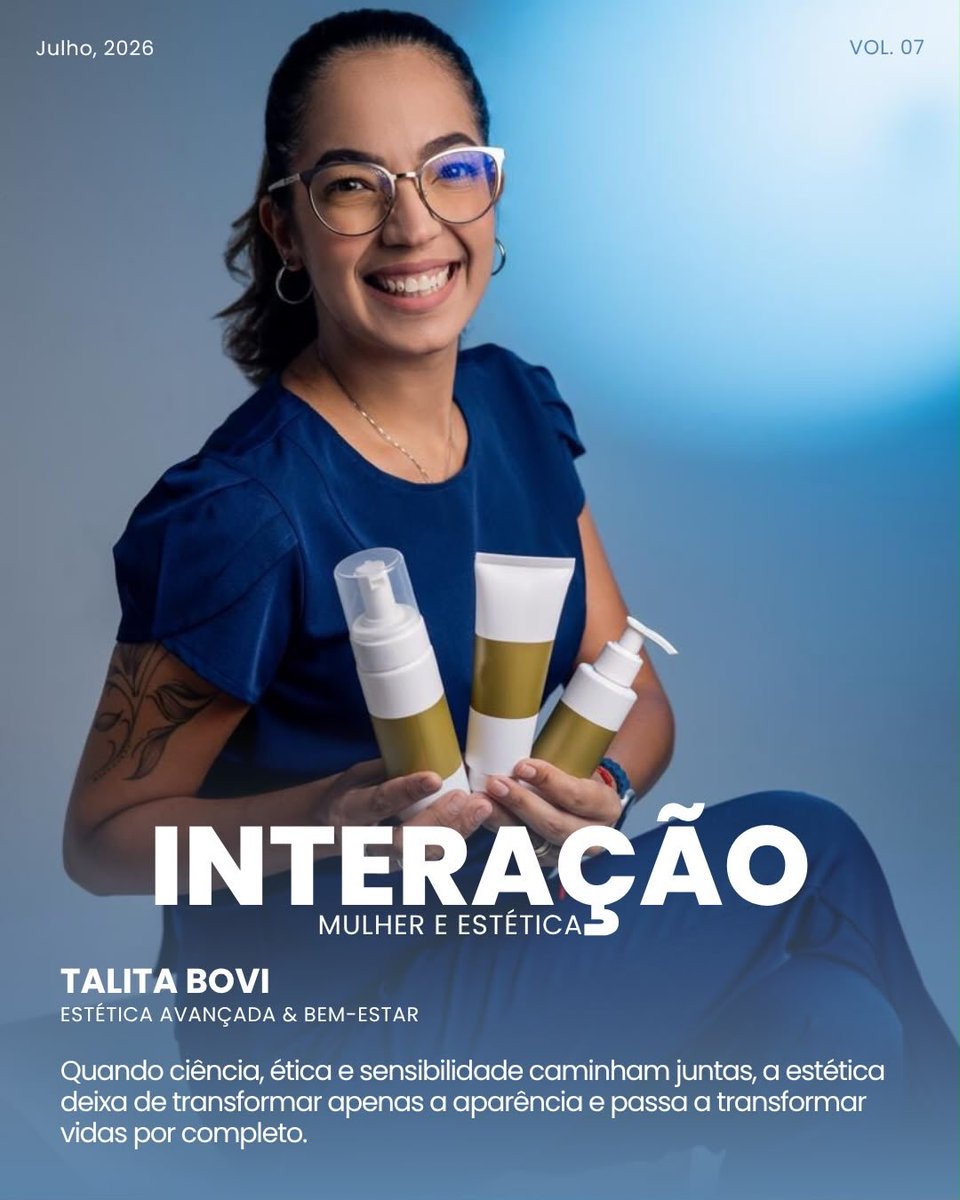 chingo7veces's tweet photo. A estética baseada em conhecimento, cuidado e individualidade ganha cada vez mais espaço. A Revista Interação destaca a trajetória de Talita, marcada pelo cuidado integral, inovação e desenvolvimento profissional. Parabéns pela participação, https://t.co/7V6RD6bPtv