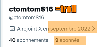 sardine94's tweet photo. @ctomtom816 @ALeaument @JLMelenchon à l'instar de Ctomtom les #trollls anti lfi pullulent
qui finance l'achat de ces comptes à X ?
la macronolepénie ? arnault qui vient de s'inscrire sur X ?
9 abonnés depuis 2022
zou, on bloque https://t.co/G6LJ19f9ZZ