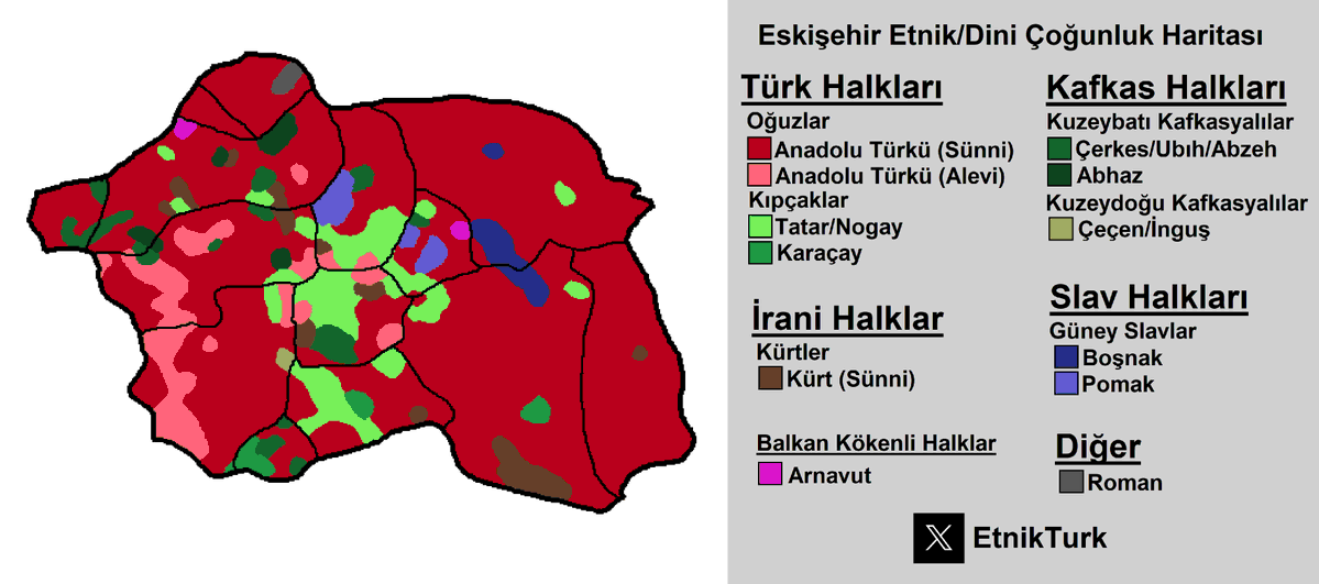 etnikTurk's tweet photo. Eskişehir ili etnik/dini çoğunluk haritası https://t.co/nlE2VojY1Y