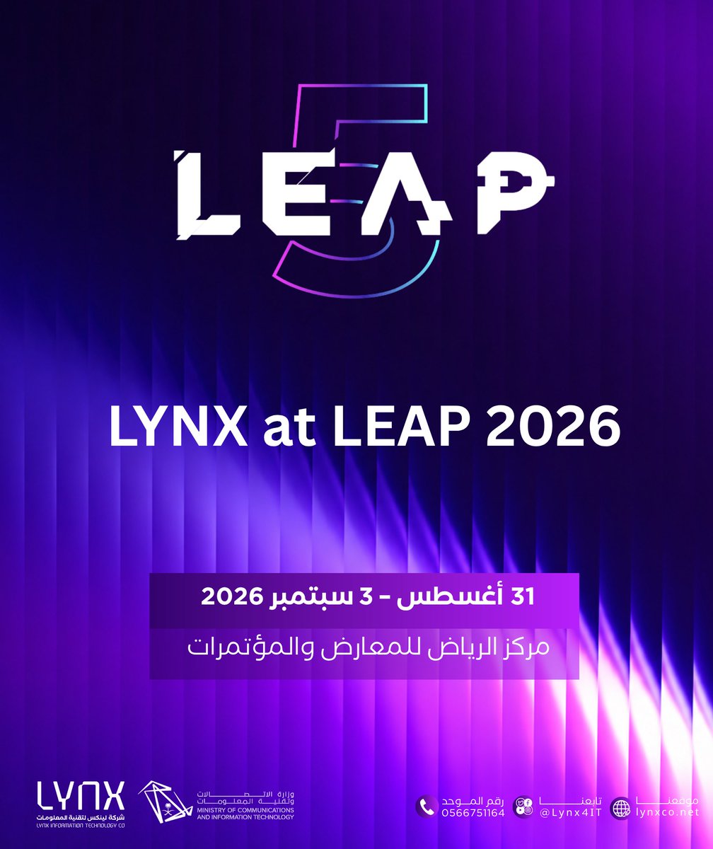 Lynx4IT's tweet photo. لينكس في LEAP 2026

نشارك في LEAP 2026، لتعزيز حضورنا التقني، وبناء شراكات جديدة، واستكشاف فرص الابتكار والنمو.
#LYNX #LEAP2026 https://t.co/z8zG5b0I9c