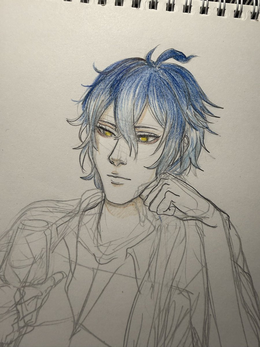 bagrafena's tweet photo. He's in process
I think which hairstyle I should draw - braid or tail... 
#Flins https://t.co/Ly6JpJNzXf