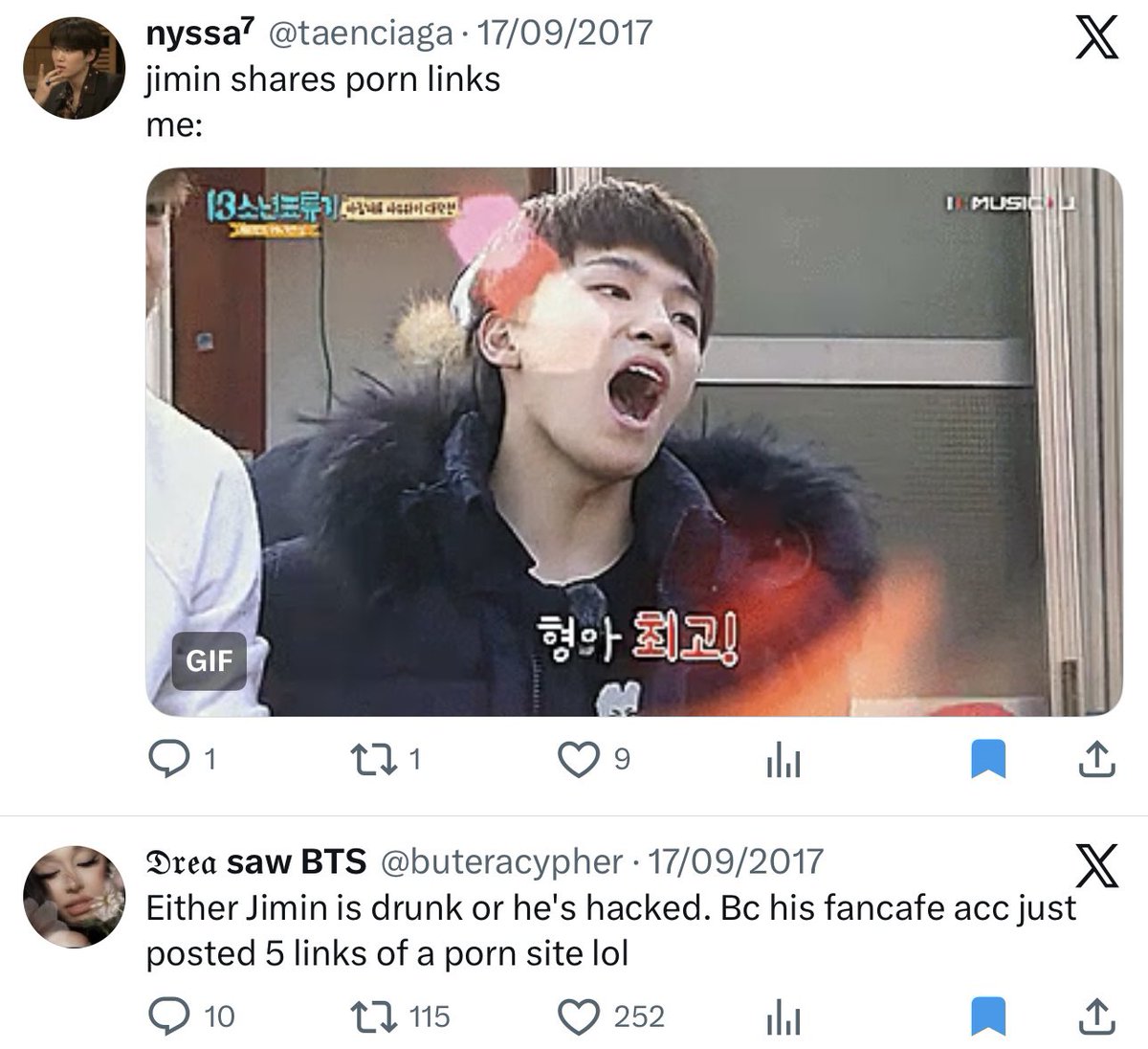 HoIythv's tweet photo. a man written by a woman would never post p*rn links multiple times to his millions of minor fans and then lie about being hacked while he was drunk asf https://t.co/FBzNGepkO0