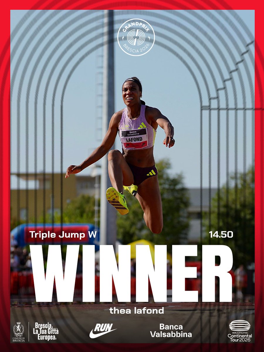 GP_Brescia's tweet photo. Thea LaFond means business 🏃‍♀️

The Olympic champion takes the triple jump victory with a 14.50m leap, finishing ahead of Gabriela Petrova and Ackelia Smith

#GrandPrixBrescia #ContinentalTourSilver #Athletics #WACT https://t.co/AsAJ5eCYWI