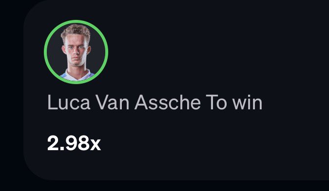 TobyPickss's tweet photo. Luca Van Assche (-2.98x) VIP Play✅
 
Easy game to read his opponent is 31 years old can’t make it past 2 sets 👨‍🦯

Follow @TobyPickss 

All picks posted🤑

#ift #tennis #atp #newyork https://t.co/qJRMDsvVCY