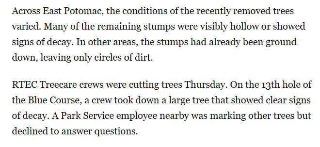 Rhinocrates1's tweet photo. @RepDonBeyer Dumbass not all trees live a long time, cherry trees only live about 40 years. 
And it is a public golf course that has been there for a 100 years. 
So are you just stupid or think all your followers are? https://t.co/Ci9Svc7UjH