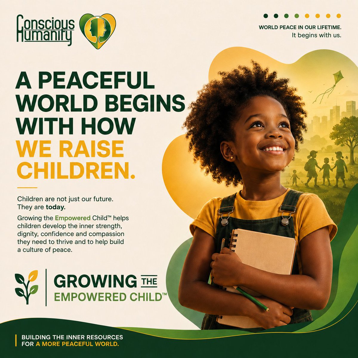 ConsciousHum's tweet photo. A peaceful world begins with how we raise children.

Growing the Empowered Child™ helps nurture dignity, inner strength, responsibility and compassion—building peace from the ground up.

WORLD PEACE IN OUR LIFETIME.

SCAN TO REGISTER!
#ConsciousHumanity #GrowingTheEmpoweredChild https://t.co/L602NkJqUX