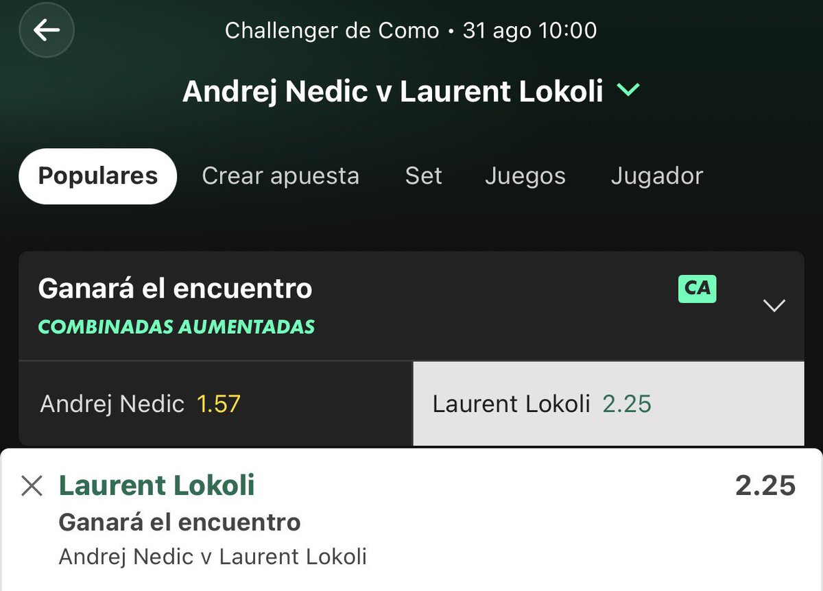 ApuestasCobrich's tweet photo. ÚLTIMA HORA 🚨/ EL JUGADOR MAS EN FORMA DEL CIRCUITO SALE A CUOTA 2.25 📊

🎾🇫🇷 Lokoli encadena una parcial de 17 victorias y 1 derrota con tres torneos ganados este verano y se enfrenta a Nedic que hace dos semanas estaba retirándose lesionado.

👇🧵