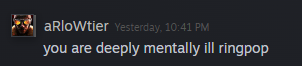 ringpopassassin's tweet photo. ah yes, im mentally ill because i pointed out that you dont even allow players to mess up in front of you and you call it "timing". 
yet you play law and hworang on autopolit and when i tried to point that simple fact out you say this? those bryan nerfs got you tweaking. https://t.co/JwBgwfwR2Z