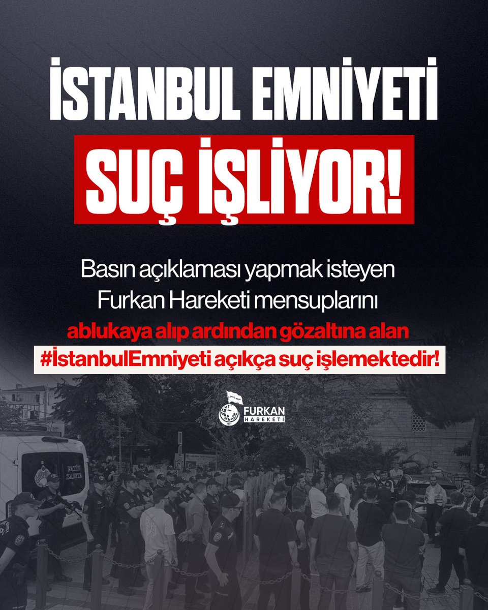 fhoncunesil's tweet photo. İSTANBUL EMNİYETİ SUÇ İŞLİYOR!

Basın açıklaması yapmak isteyen
Furkan Hareketi mensuplarını
ablukaya alıp ardından gözaltına alan
#IstanbulEmniyeti açıkça suç işlemektedir!

Emniyet Suçişliyor
DinDüşmanıKomite IşBaşında