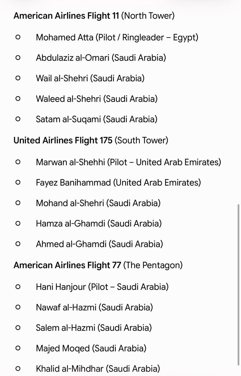NatuNatoo's tweet photo. Muslims don’t have any regret

All were Muslims and max from #SaudiArab . Saudi Arab was behind attack on USA 🇺🇸 @POTUS 

9/11 #Attack main perpetrators: 

Osama bin Laden -Financer 
Khalid Sheikh Mohammed - Architect 
Mohamed Atta - Team lead

@realDonaldTrump @WhiteHouse @FBI https://t.co/iFzb4SK0vq