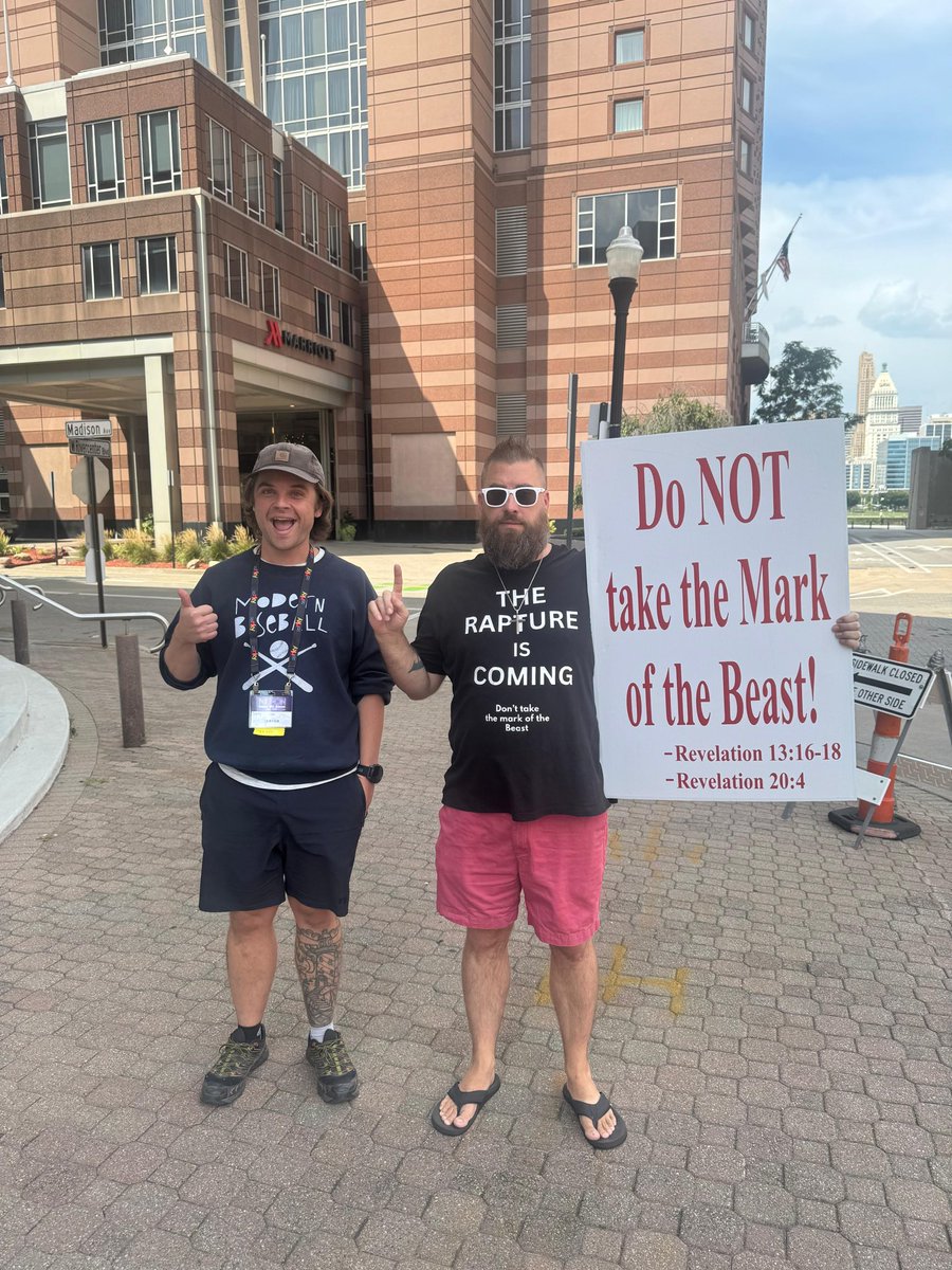 jjspicer's tweet photo. the UFO conference has a protestor! he says aliens are fallen angels that are here to prevent us from finding salvation in Jesus https://t.co/Ii3UFLfraN
