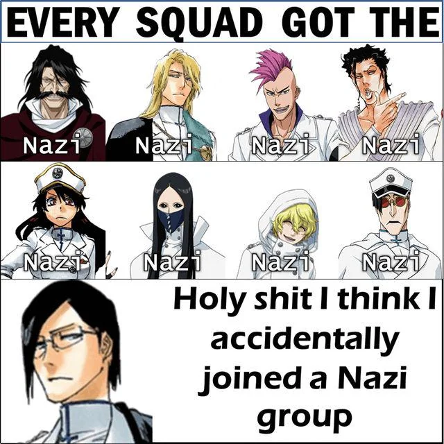 Retro_Bleach1's tweet photo. Almost evey quincy we saw in the series where either Nazi or evil person😭 https://t.co/Wb9E7p8rma