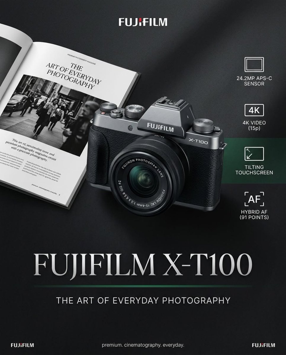 VickyVerhem3ef's tweet photo. Back to photography’s essence: it’s not about how much gear you carry, but the stories you capture. The Fujifilm X-T100 delivers high-quality images in a compact body with a timeless classic-retro design. Why is it ideal as an everyday camera? ▪️ https://t.co/7d0N4qTXNP