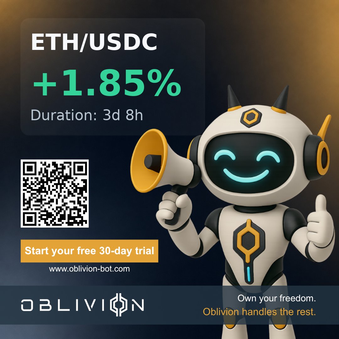 oblivion_bot_'s tweet photo. Trade closed: ETH/USDC +1.85% ✅

$ETH #USDC #CryptoTrading #TradingBot https://t.co/VbQimOk4dF