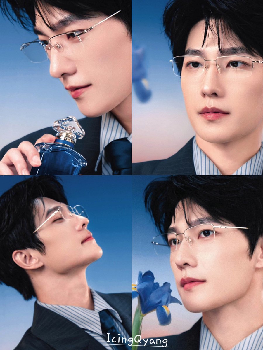 icingquinyang2's tweet photo. So many new pictures of #YangYang杨洋 taken at the #Guerlain #lheurebleue event. #scholarly look with those frames highlighting his #gorgeousness. https://t.co/Kq160IA78s