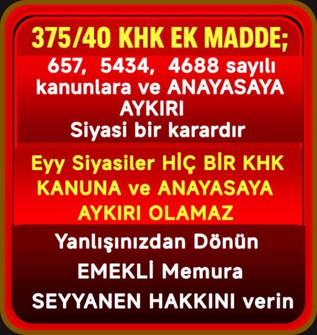 Yucelkececii's tweet photo. Arkadaşlar 50 sefer yazdım atılan twetleri rt yapın alıntı yapın daha çok görünürlük olur daha çok iletişim sağlanır diye hâlâ beğeni yapıyorsunuz twet atan arkadaşlar liseli ergen değil beğeniye ihtiyaçları yok. Şimdi bu attığım twete beğeni yapacaklar var rica ediyorum emeğe saygı gösterin. Ben şahsen hem beğeni hem rt hem alıntı yapıyorum. Zormu bu kadar.
🇹🇷Ek madde iptal edilsin🇹🇷 🇹🇷Verilen söz tutulsun🇹🇷 
🇹🇷Fabrika ayarlarına geri dönülsün🇹🇷
🇹🇷Seyyanen zam hakkımız verilsin🇹🇷 
🇹🇷Memur,memur emeklisi ayrımı ortadan kalksın🇹🇷 
🇹🇷Adalet yerini bulsun🇹🇷 
#MemurEmeklisineAdalet 
#EmekliMemur 
@TBMMGenelKurulu 
@Akparti 
@MHP_Bilgi 
@yenipartimiz 
@iyiparti 
@SaadetPartisi 
@zaferp