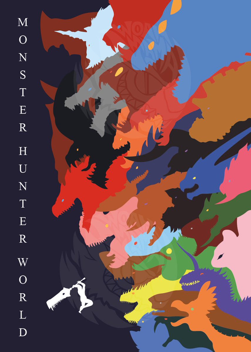 Ada2987_art's tweet photo. Ignoring my silly little memes and comics, It's actually still vector Monster Hunter World poster design I think https://t.co/ToIWOQWWTw