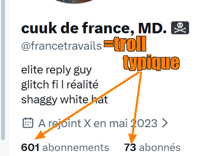 sardine94's tweet photo. @francetravails @Cemil @BallyBagayoko les #trollls inutiles voir contreproductifs
qui finance ?
73 abonnés depuis 2023
pour 600 abonnements (typique troll harcelant)
zou
on bloque https://t.co/gLcgynSARY