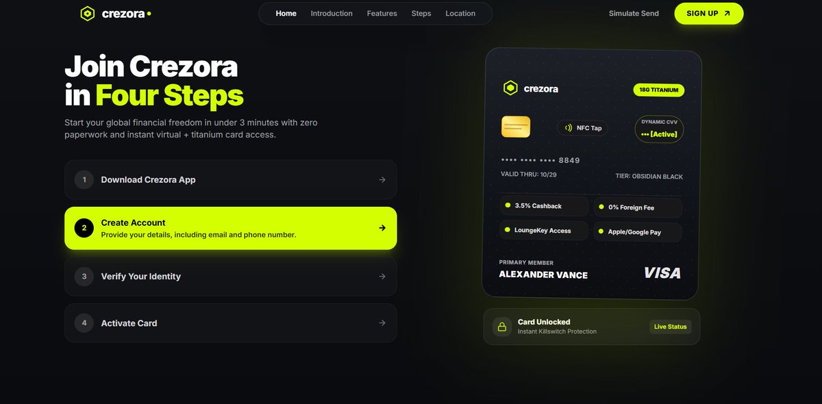 crezora_io's tweet photo. Designed and built a full fintech platform concept from scratch.

Live ticker. Cashback calculator. Savings dashboard. Titanium card.

This is what a Creative  builds. 👀

🔗 https://t.co/1zGPyqMut3 

#Fintech #UIDesign #WebDesign #Crezora #FrontendDev https://t.co/y9kNEDVOwc