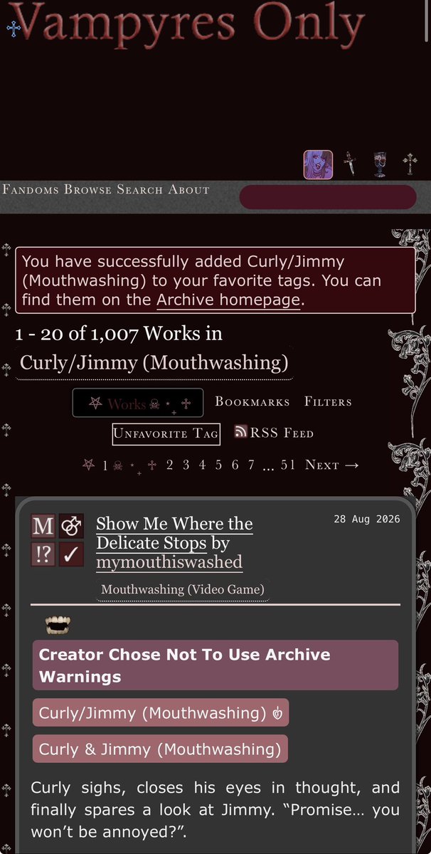 KatieCatacombs's tweet photo. Finally figured out how to use cute skins on ao3, also belatedly realized I haven’t added JimCurly to my fave tags yet https://t.co/zkyWSoFS0J
