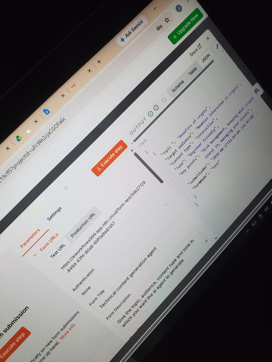 Buildwithdebo's tweet photo. Built my first AI Content Generation Agent with n8n!
It takes a content brief, uses an AI Agent to generate content, then automatically creates/updates a Google Doc.
n8n + AI Agent + Groq + Google Docs
One workflow at a time🤖
#n8n #AIAutomation #AI https://t.co/dVGrMPuAOC