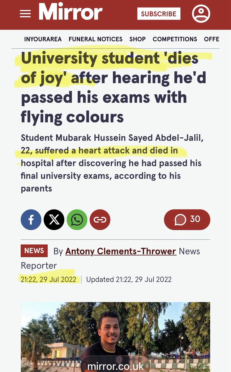 danaparish's tweet photo. 🚩 From my archives:

July 29, 2022: University student “dies of joy,” 22 years old. 

Totally normal. https://t.co/34BVaZtgb9