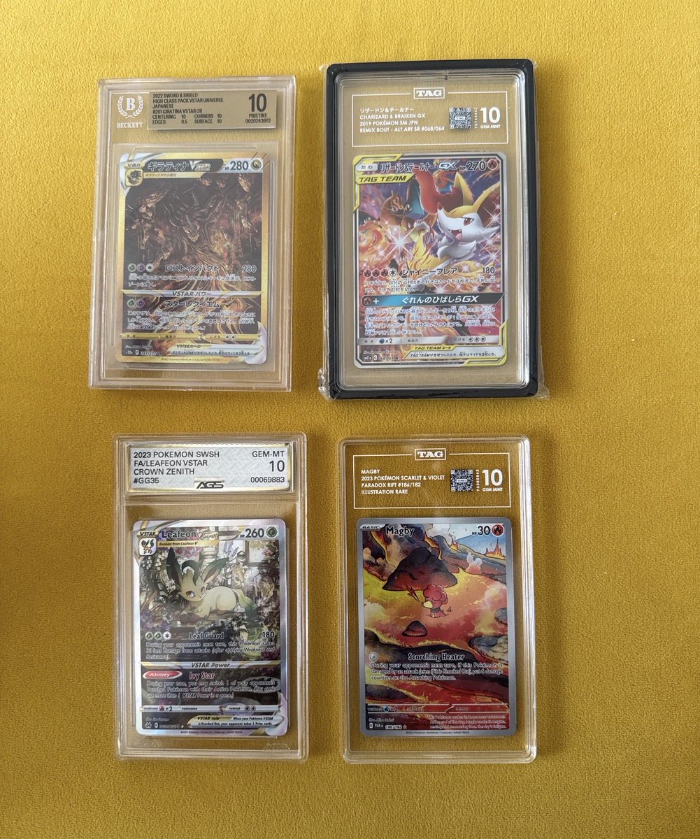 KodyKennedyKK's tweet photo. 🚨SUNDAY SALE🚨

Prices and condition on raw listed!

Slab prices ⬇️

Gtina - $415
Zard - $465
Leafeon - $125
Magby - $165

OBO ON SLABS!!!!!!!! https://t.co/XNkPayYpuZ