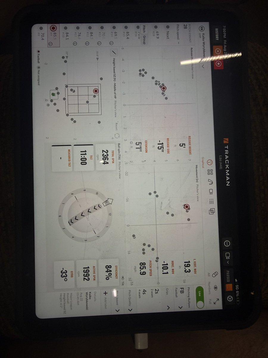 Kaik0W5's tweet photo. I set 2 PRs last Friday during love at bats! I sadly do not have any video at the moment. I had gotten to pitch to 6 hitters and I K’ed them all up! On my lower arm angle I even ran the ball up to 82.6MPH.

FB: 83-85 T85.9 (2300 RPM)
SL: 70-71
SPL: 76-77
CB: 70 https://t.co/cc1SAyZLnX