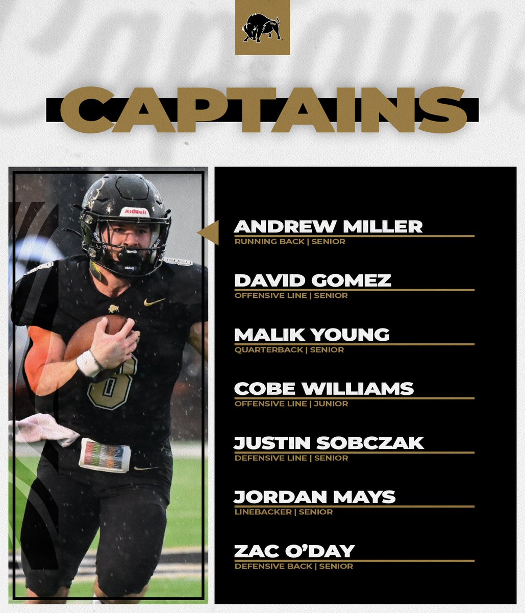 Harding_FB's tweet photo. Meet the captains of the 2026 Harding Bisons! 🦬

#HonorGod #AVO #CodeBlack #HardingFootball https://t.co/7QTdDjxDkW