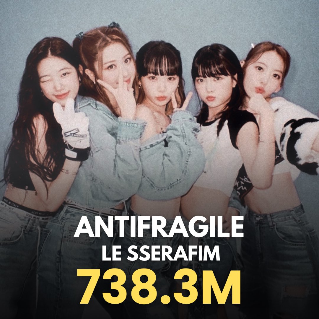 chaesmarts's tweet photo. le sserafim songs with over 500m streams on spotify: https://t.co/D09UWn0i3p