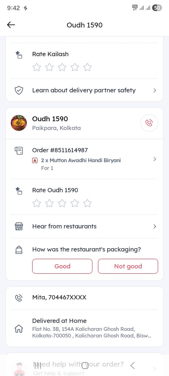 ArijitC93762983's tweet photo. @zomato @zomatocare @deepigoyal I didn't receive the order. When I checked with the customer service they connected me with the delivery partner he told that as he put food outside my home as he wasn't able to connect with me on call but he didn't ring the bell. https://t.co/lHcFIF9jZ4