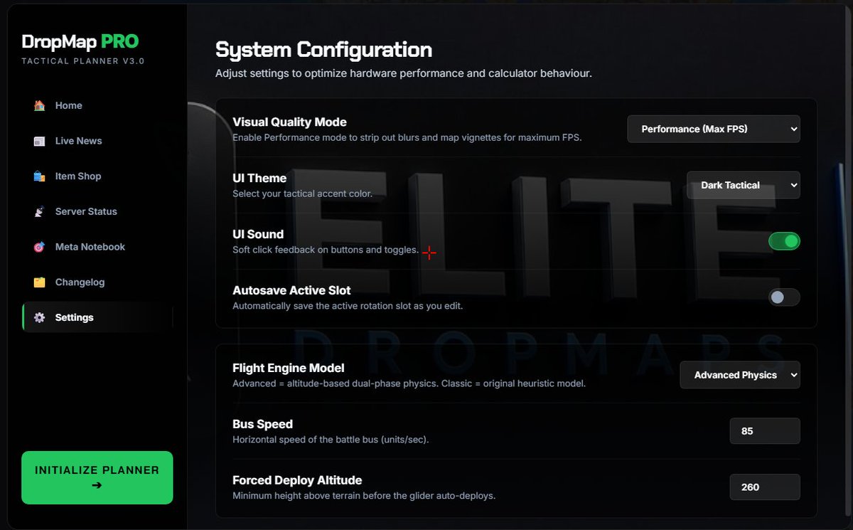 EliteDropMaps_'s tweet photo. If the UI is too laggy, go to settings and toggle performance mode, in quality mode. https://t.co/sQZVcTM9AC
