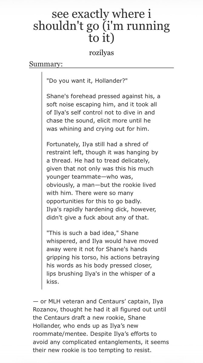 rozilyas_'s tweet photo. see exactly where i shouldn’t go (i’m running to it)

✨ vet captain ilya x rookie shane
✨ explicit, 4.4k
✨ chapter 1/8, wip

🔗 https://t.co/A9axbPuvJ4 https://t.co/6isP3GyQ4f