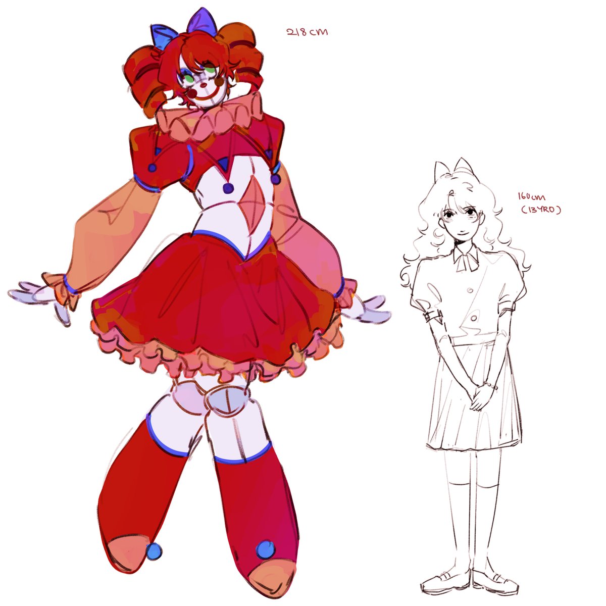 fried_manto's tweet photo. Circus Baby and Elizabeth size comparison #fnaf https://t.co/zFQofB4XlS