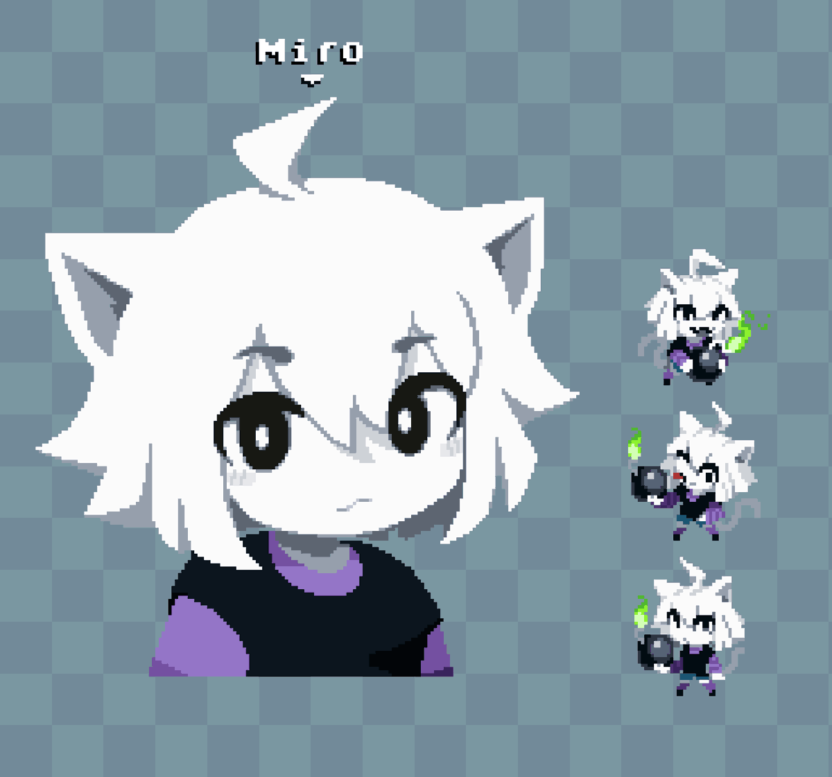 hvdr02pix's tweet photo. The team’s main trickster and a huge fan of BIIIIIG explosions, Miro! I absolutely love mascot characters in JRPGs, so I really want to put some extra effort into this character in my game

 #pixelart #ドット絵 https://t.co/kcMxvj9niU