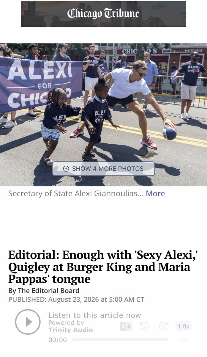 DanButtersChi's tweet photo. From the Trib Editorial Board:

Enough with “Sexy Alexi, Quigley at Burger King, and Maria Pappas tongue…

… Illinois Comptroller Susana
A. Mendoza, about the only leading candidate who so far has hung on to her dignity this August.”

Chicago needs a competent operator, laser focused on the city’s most critical issues to help restore us to world-class status. 

Steady, sound, unshakable leadership. From someone willing to put their professional career on the line for our city, not treat it as a back-up plan.