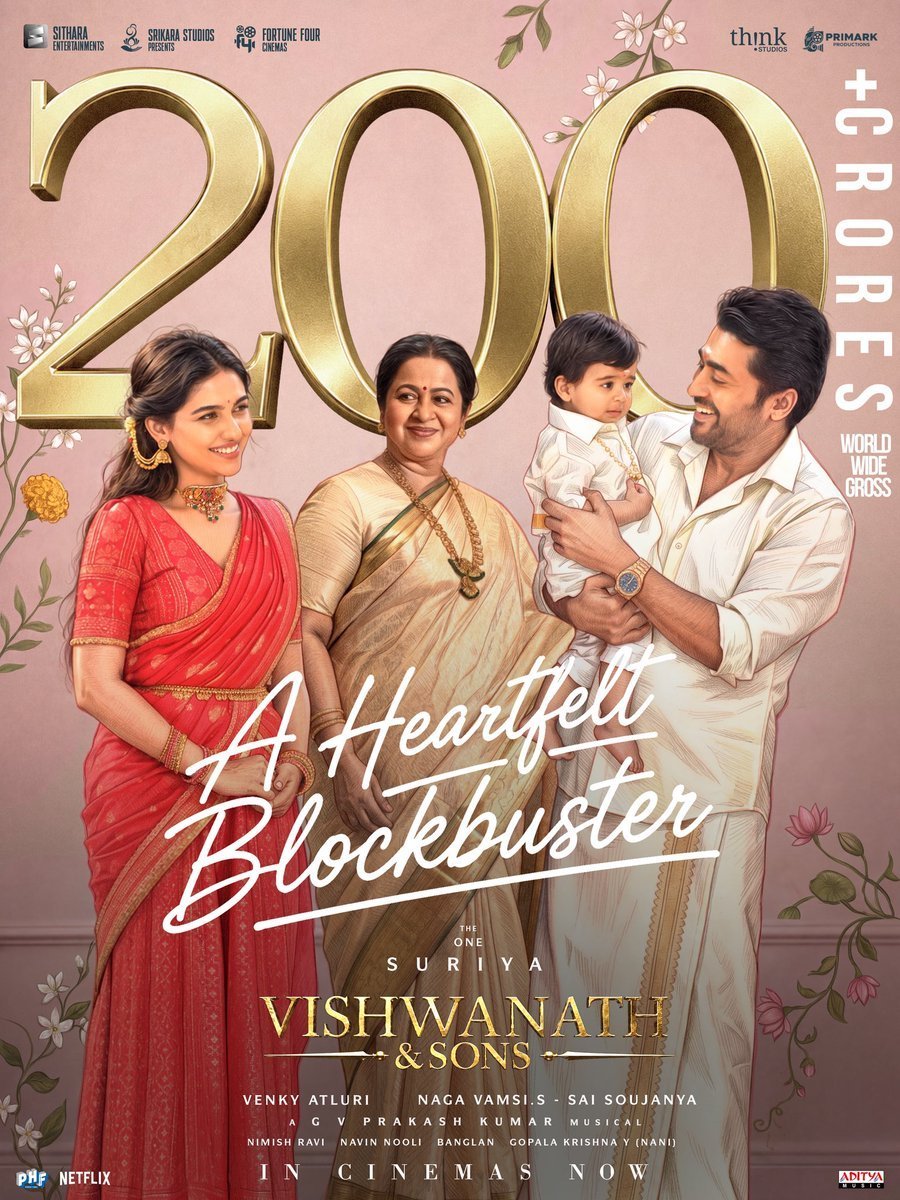 Sugumar_Tweetz's tweet photo. Official : #VishwanathAndSons WW Gross ₹200Cr+ 🌎💥🔥🔥The One #Suriya Sambavam 🧨 🧨💥 Now he is the king of box Office 👑🦁🫅 https://t.co/fzMFe4M38W