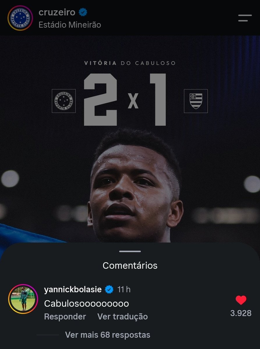 cristyan_kelwen's tweet photo. Entra jogador e sai torcedor! Bolassie comemorando a vitória do Cruzeiro no Instagram! https://t.co/8IU2jJMgFL