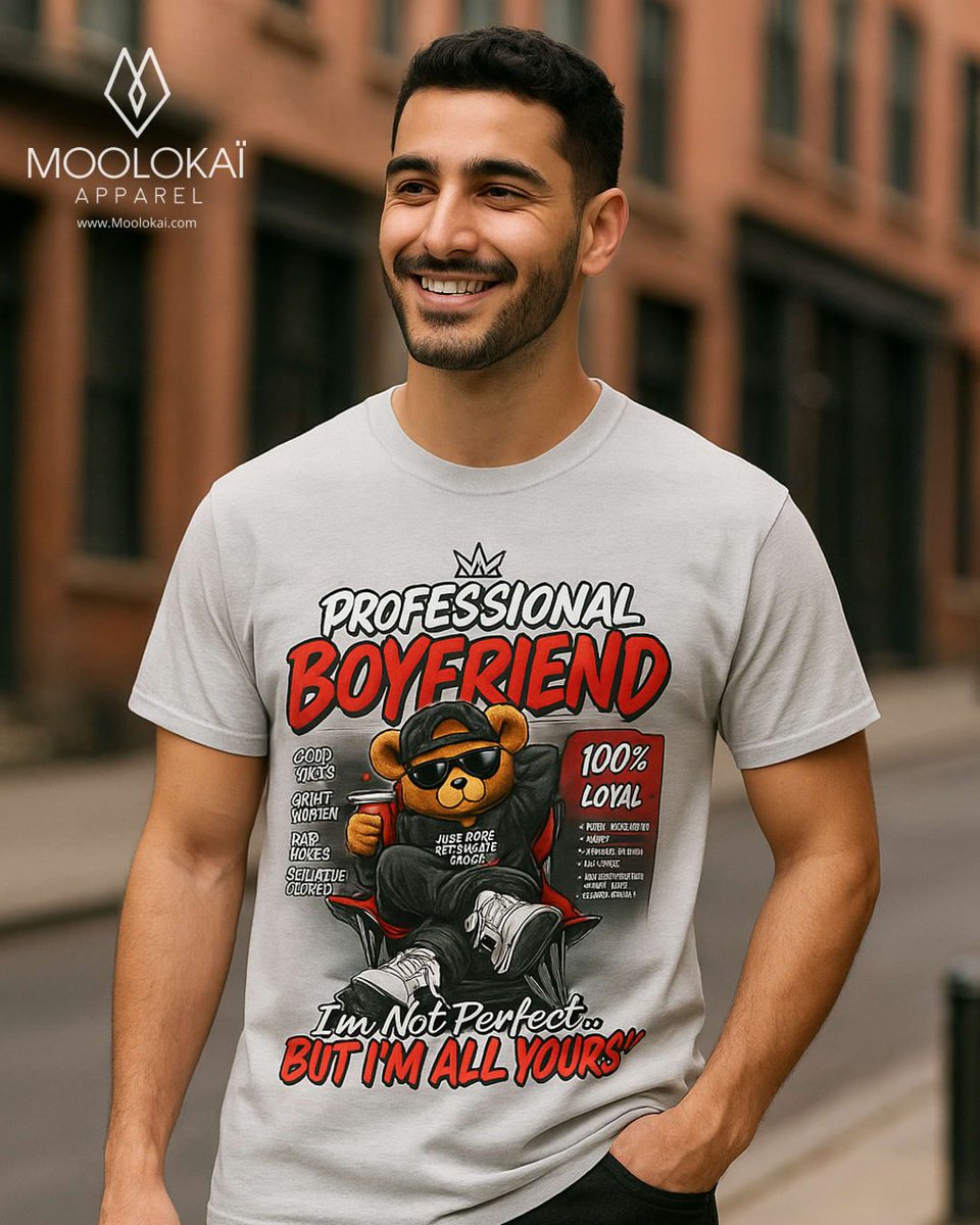 MoolokaiApparel's tweet photo. Looking for a tee that'll keep your boo smiling? Our 'Funny Boyfriend Shirt' is here to add some humor to his wardrobe! 😂👕 #FunnyFashion #BoyfriendStyle https://t.co/mv0mdqeWuK