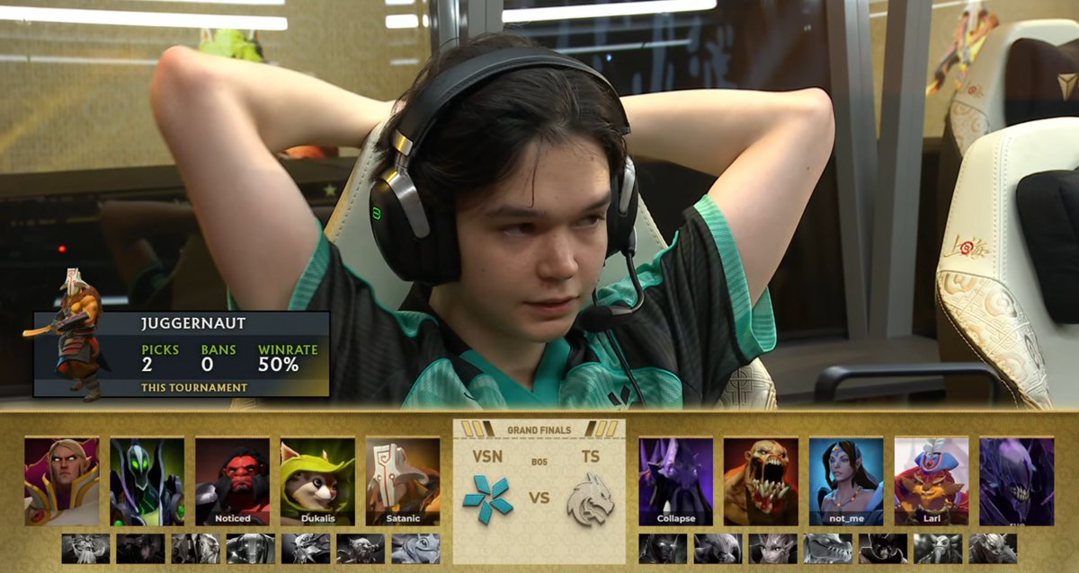 DOTABUFF's tweet photo. Juggernaut game five is a risky move, historically. The prince will have to break the curse to claim the throne. https://t.co/5WWw2mqgr9