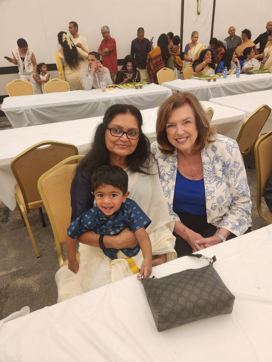 carolynhparrish's tweet photo. Wonderful celebration of MKS Oman ‘26, Kerala’s Fall Harvest Festival. Gorgeous threshold made of coloured shredded cocoanut. Super vegetarian lunch from Tomy Kokkat’s Kerala Curry House served by Prasad Nair’s volunteers. Councillor Kovac joined us and a huge crowd of families. https://t.co/f7YMoplzfc