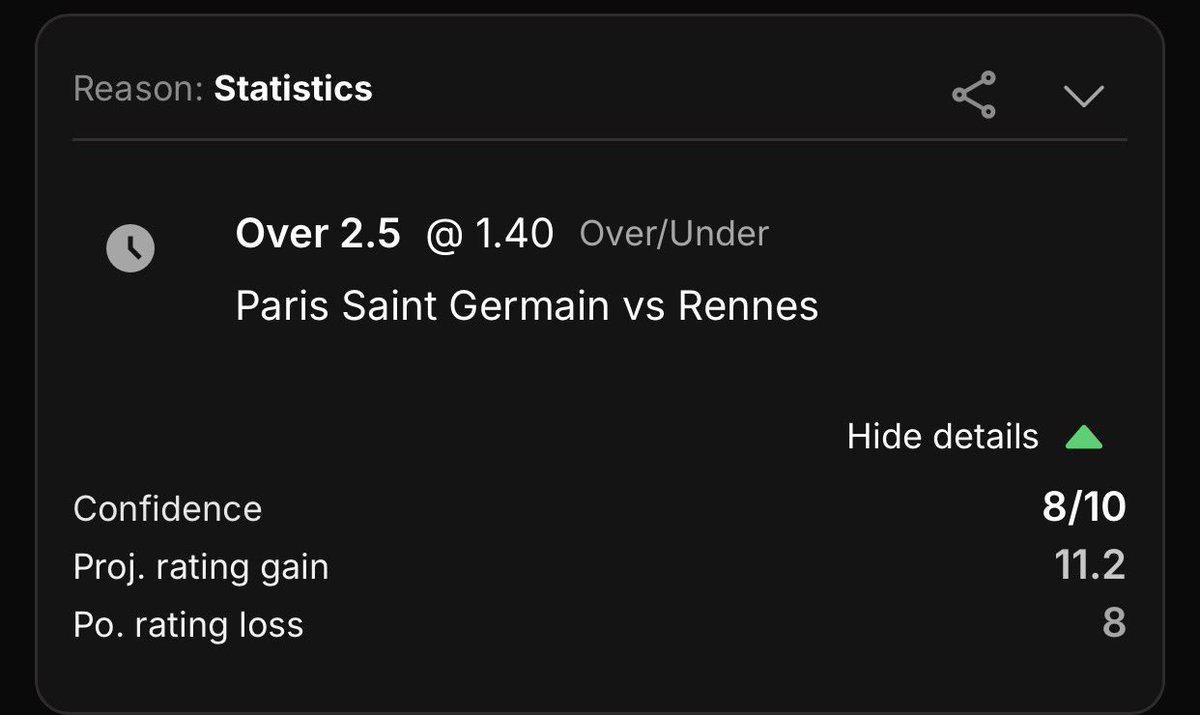 smartchiemeka's tweet photo. Day3 - recording my prediction in public on @Punterisehq - until it starts showing me my strength and blindspots. 

I expect it to rain goals in this match, even though PSG might edge out, but Rennes to score seems likely. https://t.co/XjWvJjJfyN