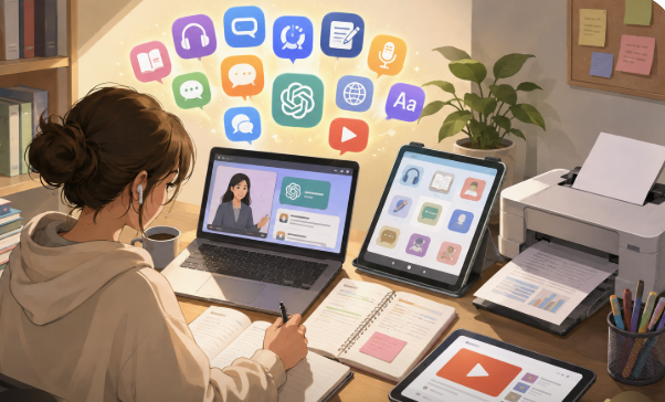 ftsh3's tweet photo. ノートパソコン、iPad、プリンター、各種有料アプリ、その他ChatGTPやYoutubeを使った物量作戦で最近の学習効率は爆上がり。でも今の中学生高校生はどうしているんだろう？？？同じ教室内の持てるものと持たざるものの格差はすごいだろうな。 https://t.co/s1u1dIiJ64