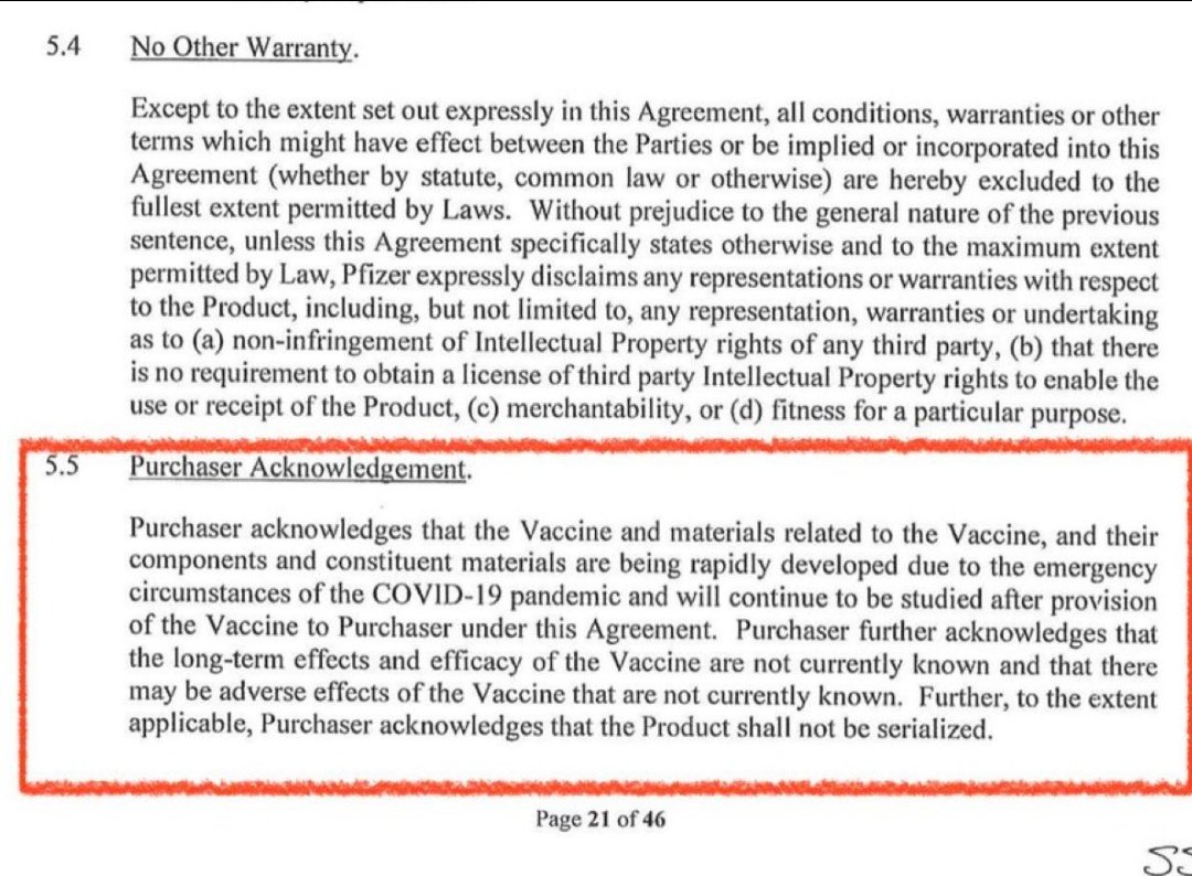 DoctoraPrego's tweet photo. Los contratos secretos de compras de vacunas covid Pfizer que los estados firmaron  revelan el reparto real del riesgo.  literalmente dicen: "... en virtud del presente Acuerdo. El comprador reconoce además que actualmente se desconocen los efectos a largo plazo y la eficacia de la vacuna, y que puede haber efectos adversos de la vacuna que aún se desconocen".

 Primero se pidió confianza, luego obediencia, el Estado y el sistema sanitario promovieron la vacunación como bien común, y las vendieron como seguras y eficaces, pero cuando llegaron los daños, la carga cayó sobre el ciudadano.,  y luego  dijeron que todo estaba “advertido”. Si el ciudadano es el que asume el daño, ahí  está el núcleo del problema.