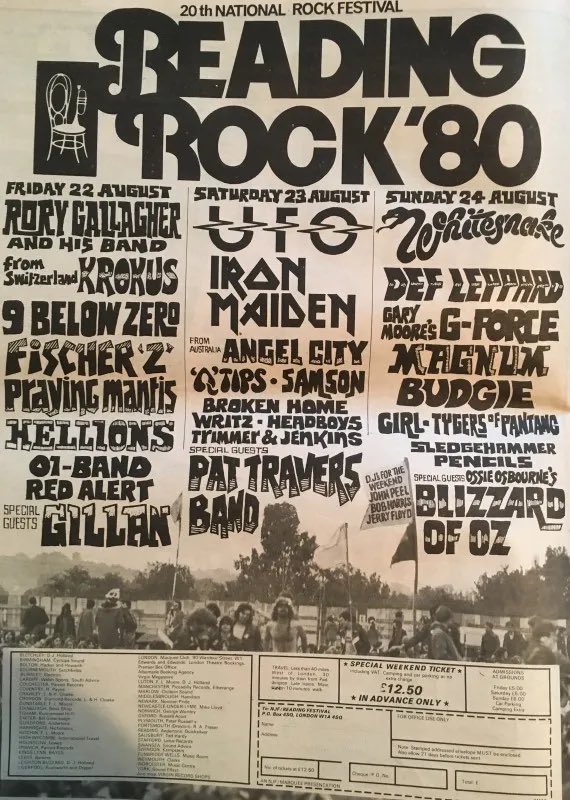 MonstersOfRock's tweet photo. 46 YEARS AGO TODAY: READING ROCK ’80. 🔥

August 23, 1980 — and just look at that Saturday bill:

UFO. IRON MAIDEN. PAT TRAVERS BAND. SAMSON. https://t.co/lazuvuLWjg